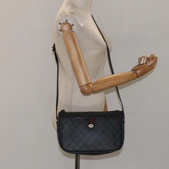 GUCCI GG Supreme Web Sherry Line Shoulder Bag PVC Black 89 02 077 Auth 117764 - Picture 14 of 16